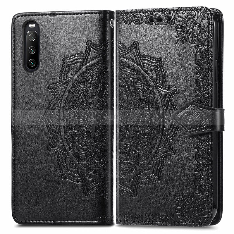 Custodia Portafoglio In Pelle Fantasia Modello Cover con Supporto per Sony Xperia 10 III