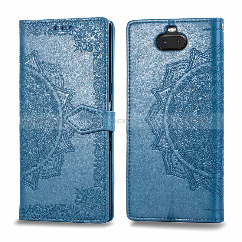 Custodia Portafoglio In Pelle Fantasia Modello Cover con Supporto per Sony Xperia 10 Plus Blu