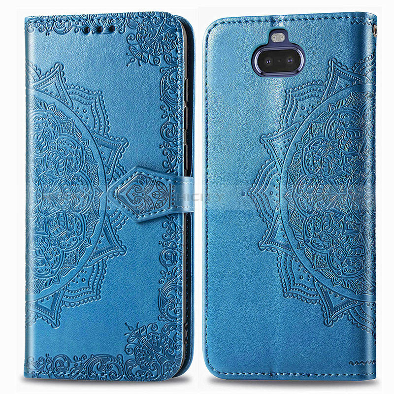 Custodia Portafoglio In Pelle Fantasia Modello Cover con Supporto per Sony Xperia 8 Blu