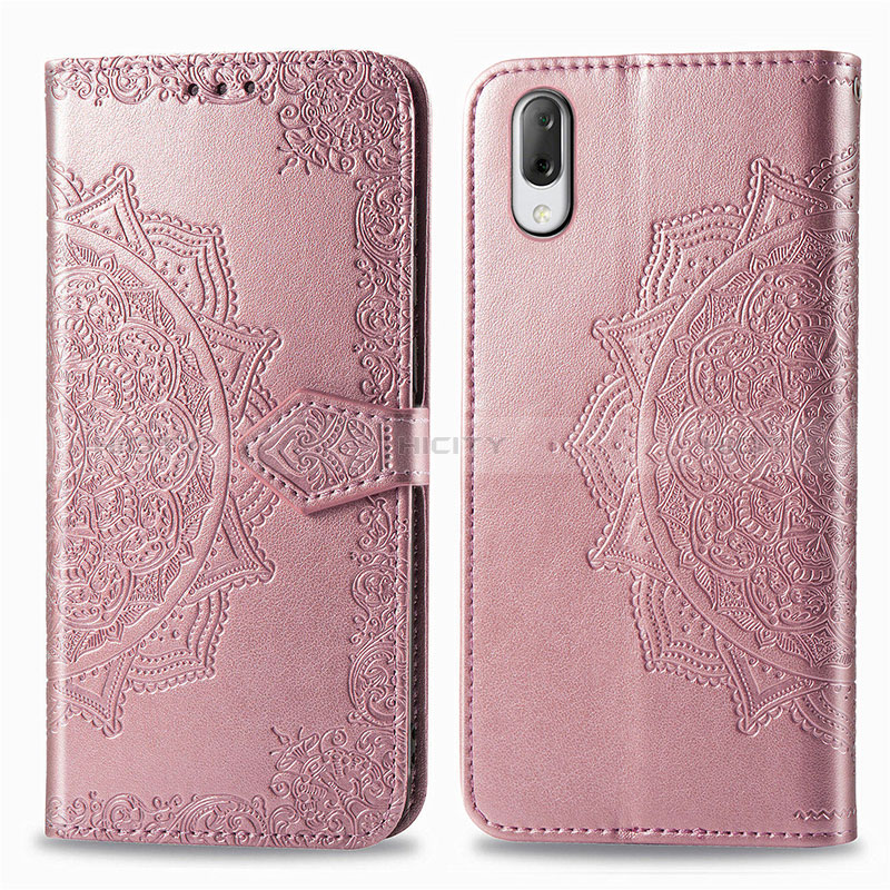 Custodia Portafoglio In Pelle Fantasia Modello Cover con Supporto per Sony Xperia L3 Oro Rosa