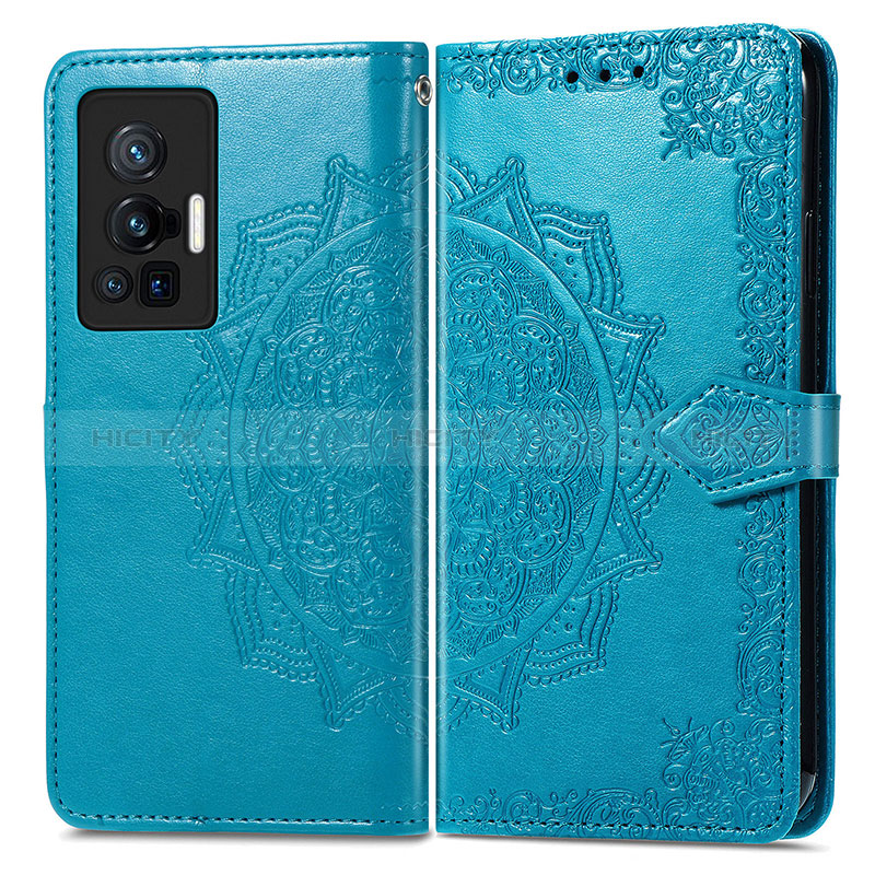 Custodia Portafoglio In Pelle Fantasia Modello Cover con Supporto per Vivo X70 Pro 5G Blu