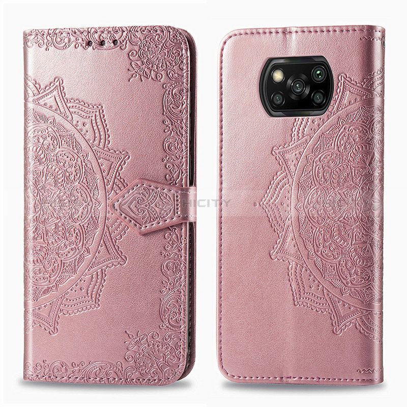 Custodia Portafoglio In Pelle Fantasia Modello Cover con Supporto per Xiaomi Poco X3 Pro Oro Rosa
