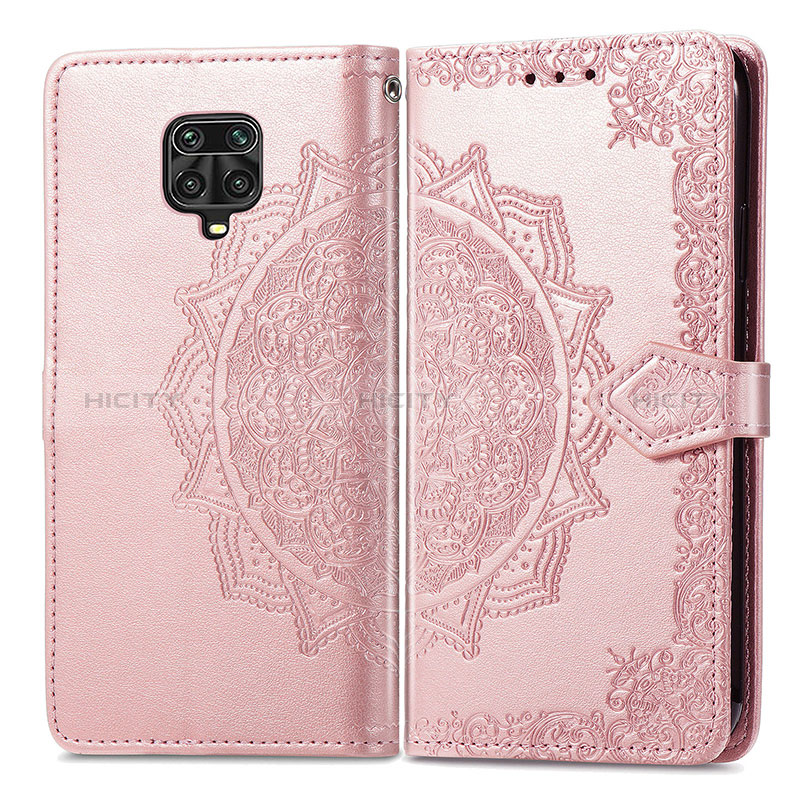 Custodia Portafoglio In Pelle Fantasia Modello Cover con Supporto per Xiaomi Redmi Note 9 Pro Oro Rosa