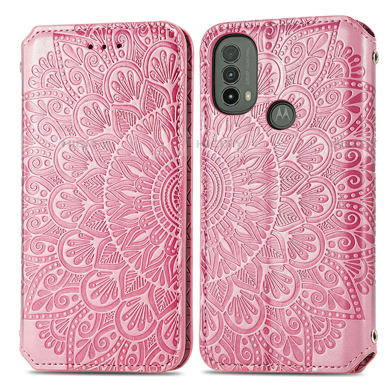 Custodia Portafoglio In Pelle Fantasia Modello Cover con Supporto S01D per Motorola Moto E40