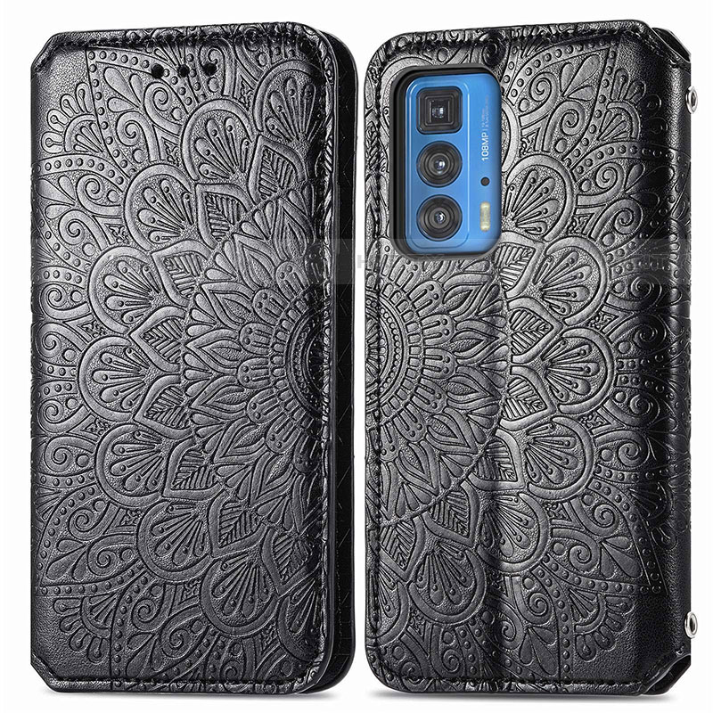 Custodia Portafoglio In Pelle Fantasia Modello Cover con Supporto S01D per Motorola Moto Edge 20 Pro 5G Nero