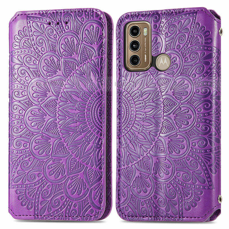 Custodia Portafoglio In Pelle Fantasia Modello Cover con Supporto S01D per Motorola Moto G60