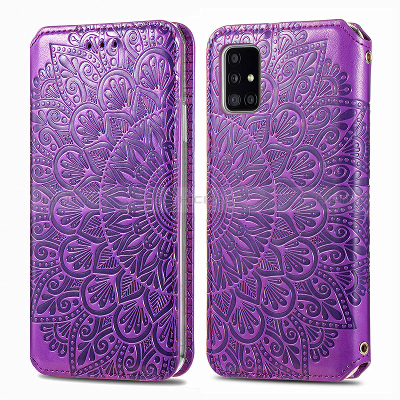 Custodia Portafoglio In Pelle Fantasia Modello Cover con Supporto S01D per Samsung Galaxy A51 4G Viola