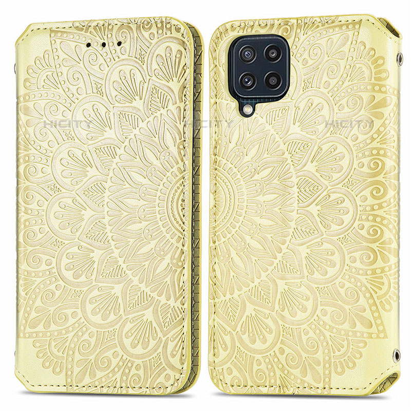 Custodia Portafoglio In Pelle Fantasia Modello Cover con Supporto S01D per Samsung Galaxy M32 4G Oro