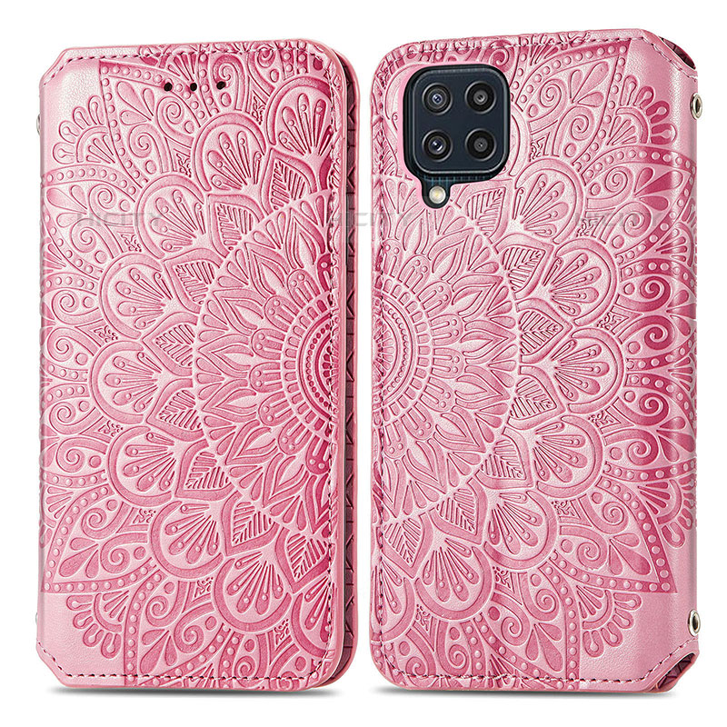 Custodia Portafoglio In Pelle Fantasia Modello Cover con Supporto S01D per Samsung Galaxy M32 4G Oro Rosa
