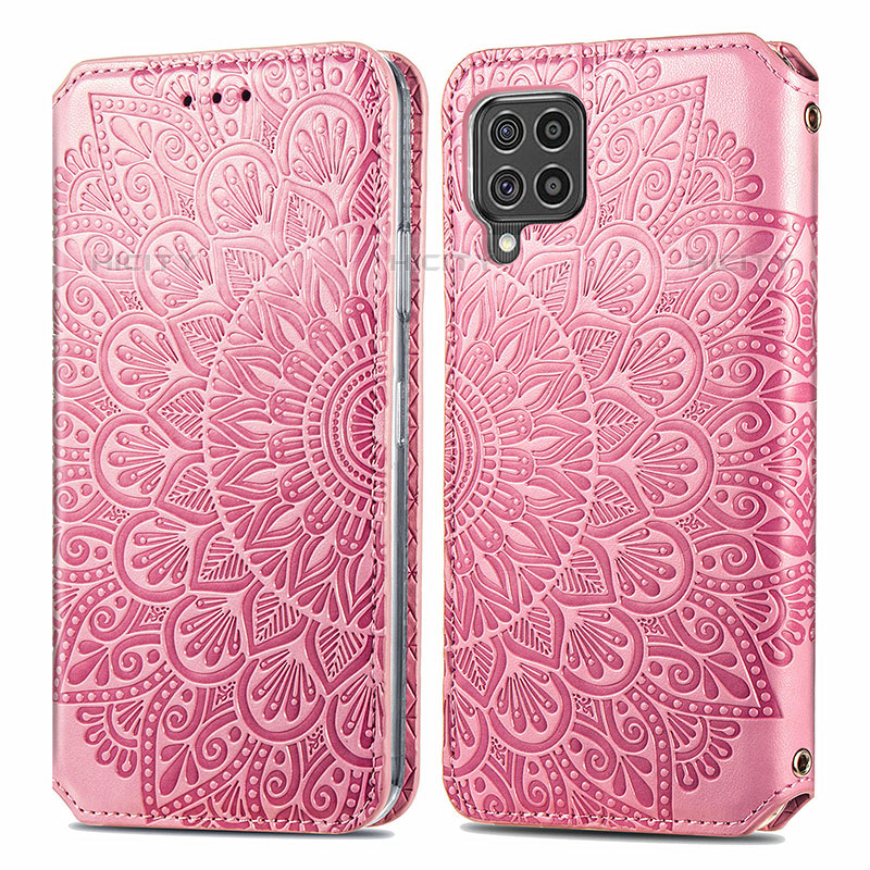 Custodia Portafoglio In Pelle Fantasia Modello Cover con Supporto S01D per Samsung Galaxy M62 4G Oro Rosa