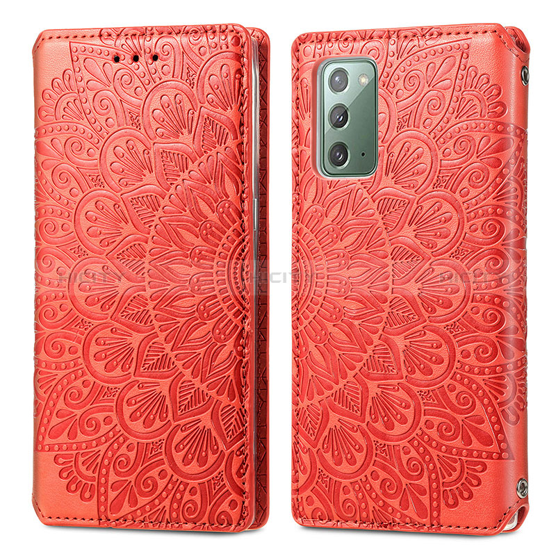 Custodia Portafoglio In Pelle Fantasia Modello Cover con Supporto S01D per Samsung Galaxy Note 20 5G Rosso