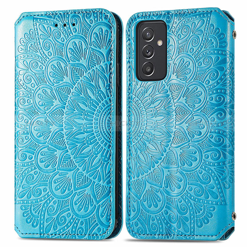 Custodia Portafoglio In Pelle Fantasia Modello Cover con Supporto S01D per Samsung Galaxy Quantum2 5G Blu