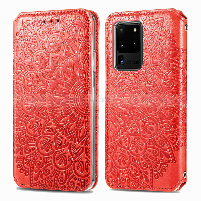 Custodia Portafoglio In Pelle Fantasia Modello Cover con Supporto S01D per Samsung Galaxy S20 Ultra 5G Rosso