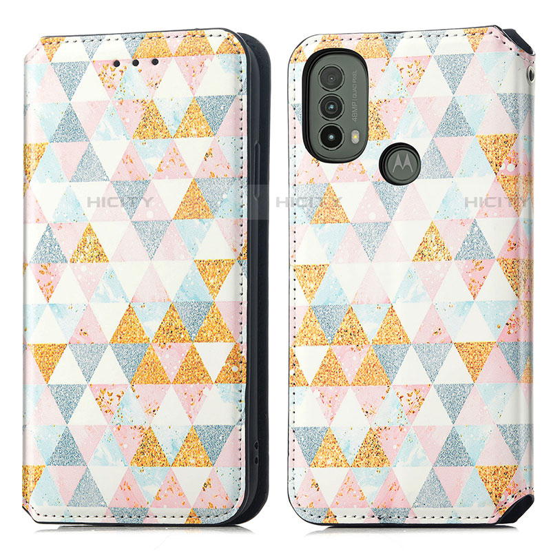 Custodia Portafoglio In Pelle Fantasia Modello Cover con Supporto S02D per Motorola Moto E20