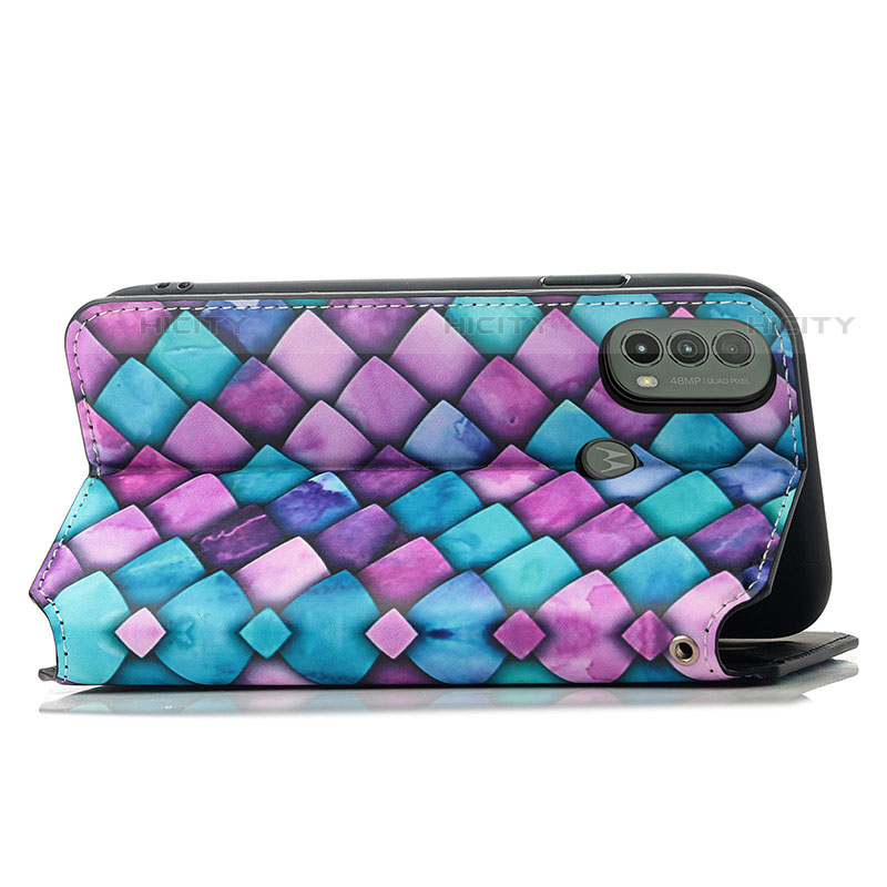 Custodia Portafoglio In Pelle Fantasia Modello Cover con Supporto S02D per Motorola Moto E20