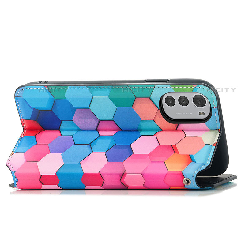 Custodia Portafoglio In Pelle Fantasia Modello Cover con Supporto S02D per Motorola Moto E32s