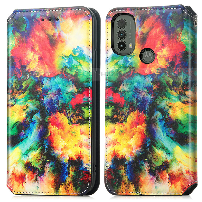 Custodia Portafoglio In Pelle Fantasia Modello Cover con Supporto S02D per Motorola Moto E40