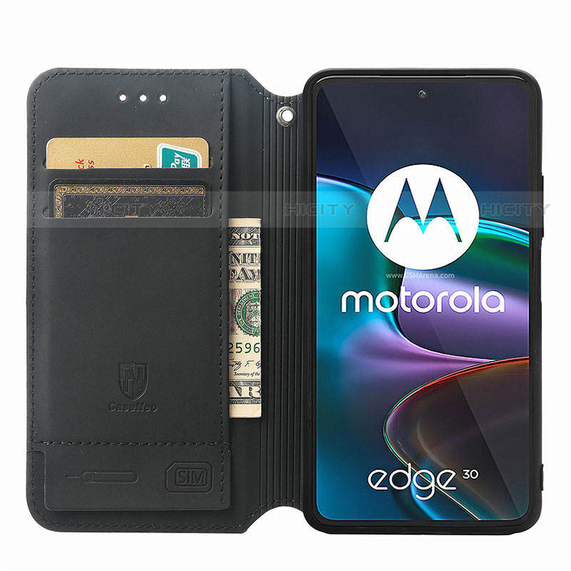 Custodia Portafoglio In Pelle Fantasia Modello Cover con Supporto S02D per Motorola Moto Edge 30 5G