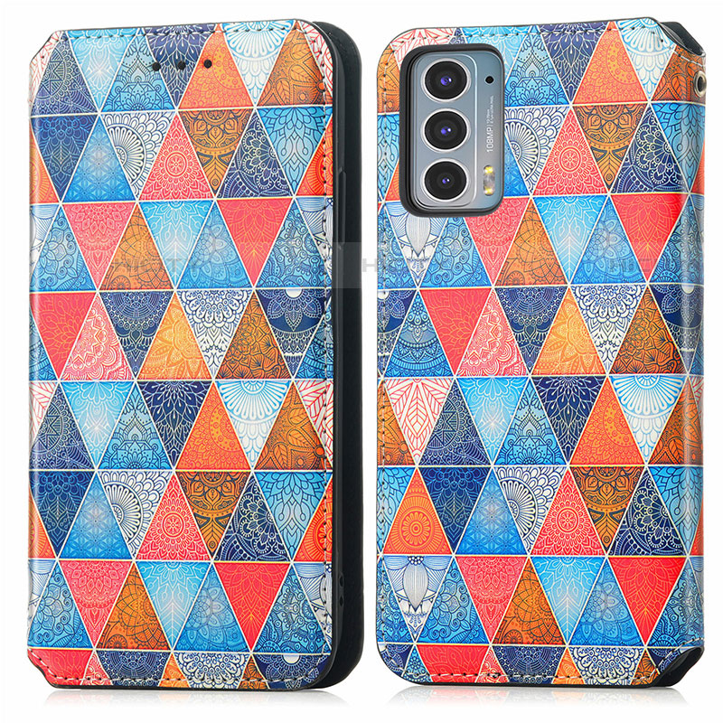 Custodia Portafoglio In Pelle Fantasia Modello Cover con Supporto S02D per Motorola Moto Edge Lite 5G