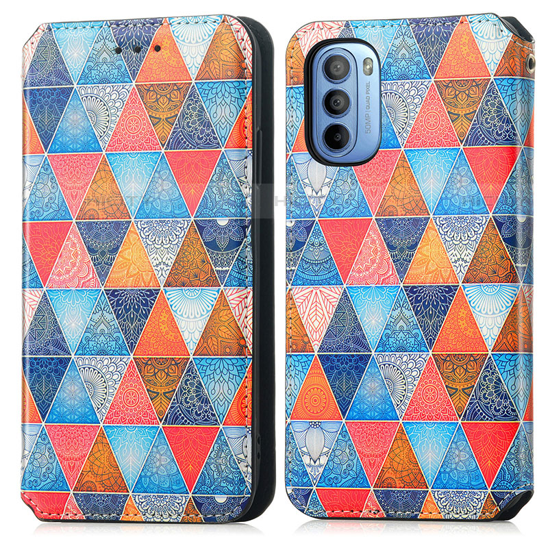 Custodia Portafoglio In Pelle Fantasia Modello Cover con Supporto S02D per Motorola Moto G41