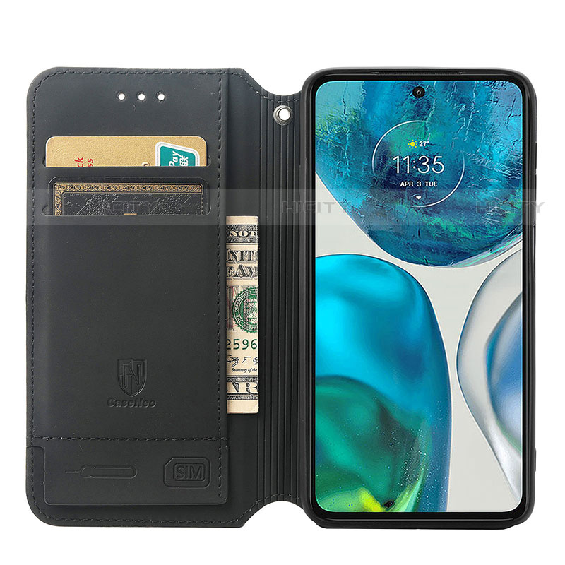 Custodia Portafoglio In Pelle Fantasia Modello Cover con Supporto S02D per Motorola MOTO G52