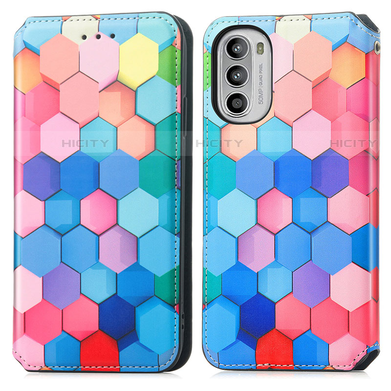 Custodia Portafoglio In Pelle Fantasia Modello Cover con Supporto S02D per Motorola MOTO G52 Colorato