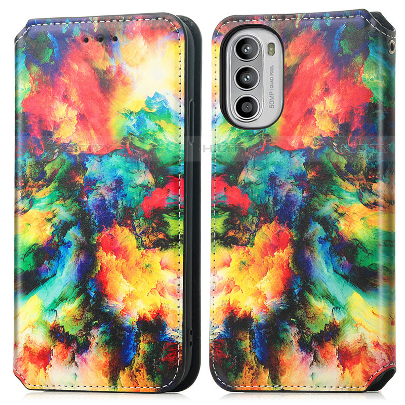 Custodia Portafoglio In Pelle Fantasia Modello Cover con Supporto S02D per Motorola Moto G71s 5G