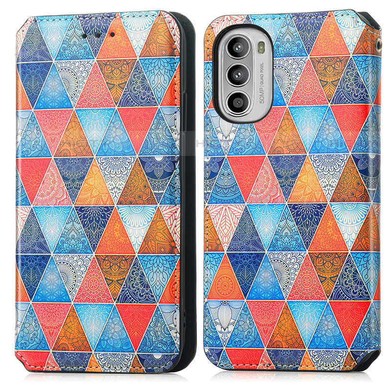 Custodia Portafoglio In Pelle Fantasia Modello Cover con Supporto S02D per Motorola Moto G82 5G