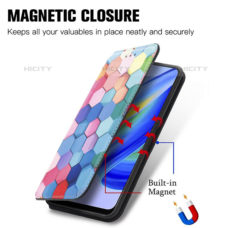 Custodia Portafoglio In Pelle Fantasia Modello Cover con Supporto S02D per Oppo Reno6 Lite