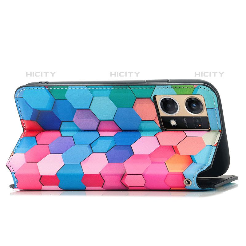 Custodia Portafoglio In Pelle Fantasia Modello Cover con Supporto S02D per Oppo Reno7 4G