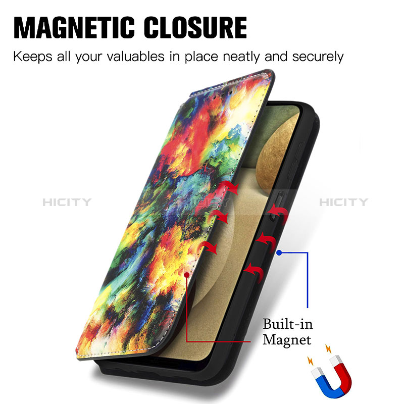 Custodia Portafoglio In Pelle Fantasia Modello Cover con Supporto S02D per Samsung Galaxy A12 Nacho