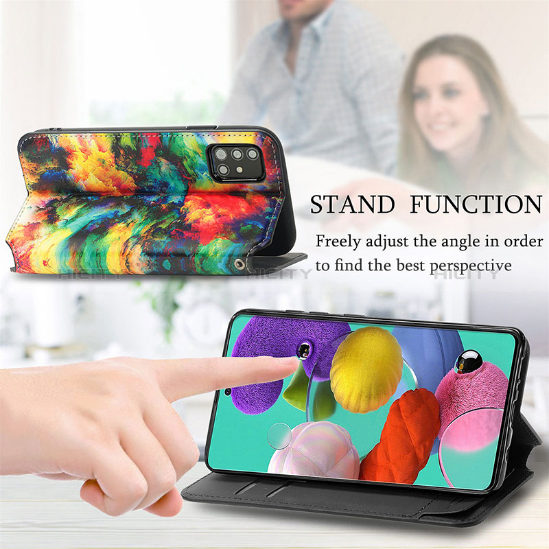 Custodia Portafoglio In Pelle Fantasia Modello Cover con Supporto S02D per Samsung Galaxy A51 4G