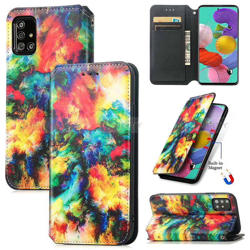 Custodia Portafoglio In Pelle Fantasia Modello Cover con Supporto S02D per Samsung Galaxy A51 5G