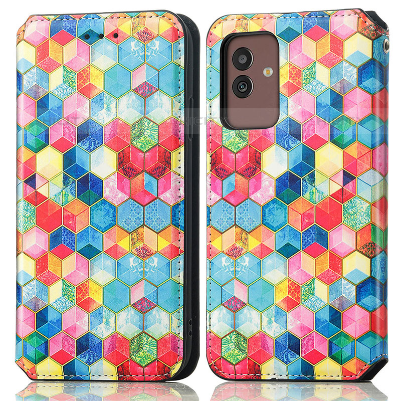 Custodia Portafoglio In Pelle Fantasia Modello Cover con Supporto S02D per Samsung Galaxy M13 5G Multicolore