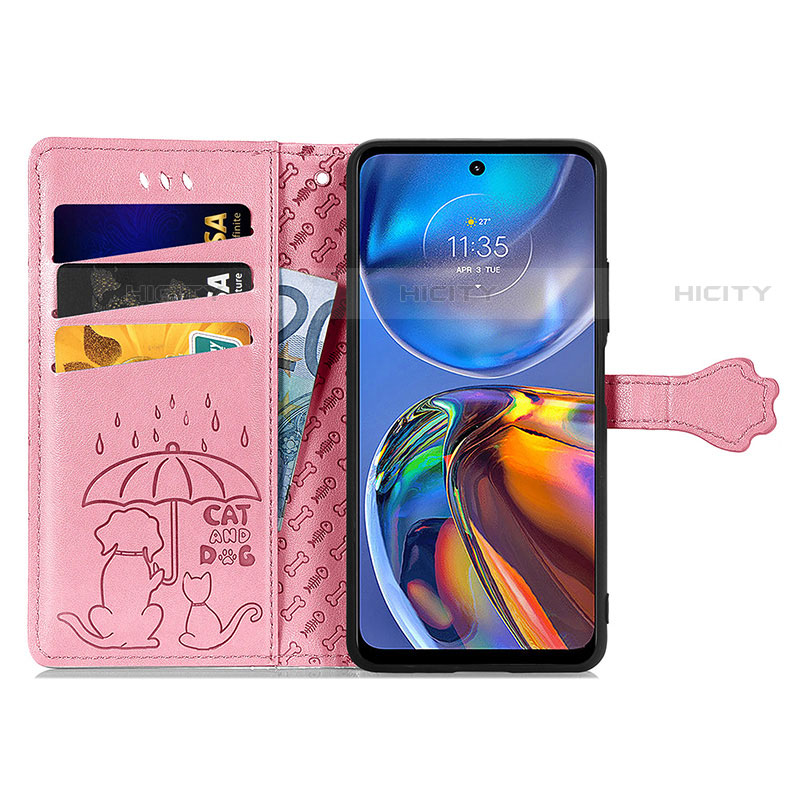 Custodia Portafoglio In Pelle Fantasia Modello Cover con Supporto S03D per Motorola Moto E32