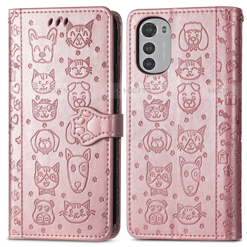 Custodia Portafoglio In Pelle Fantasia Modello Cover con Supporto S03D per Motorola Moto E32s