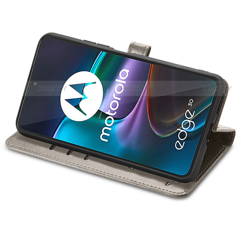 Custodia Portafoglio In Pelle Fantasia Modello Cover con Supporto S03D per Motorola Moto Edge 30 5G
