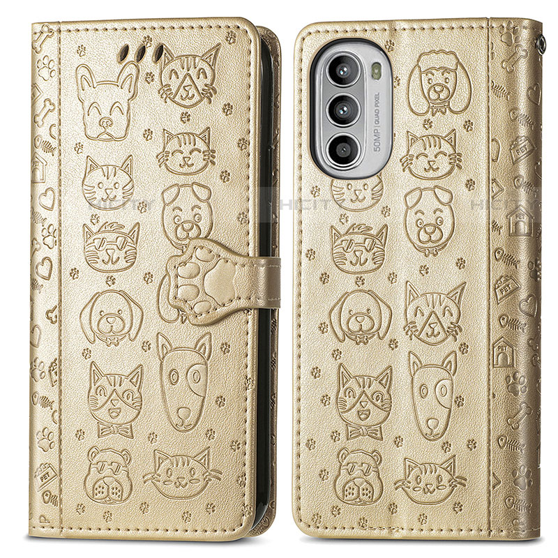 Custodia Portafoglio In Pelle Fantasia Modello Cover con Supporto S03D per Motorola MOTO G52