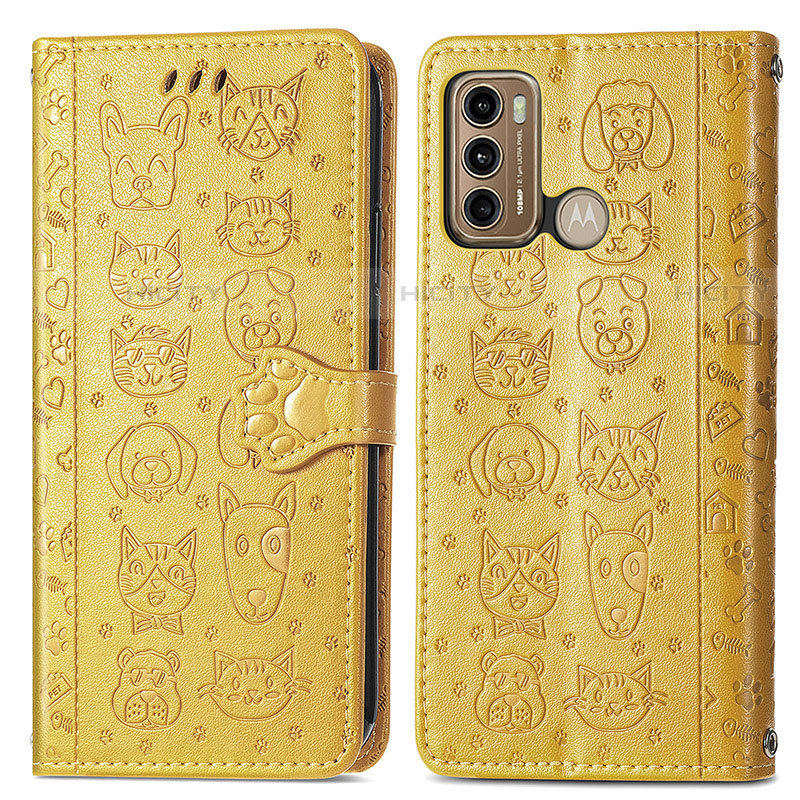 Custodia Portafoglio In Pelle Fantasia Modello Cover con Supporto S03D per Motorola Moto G60