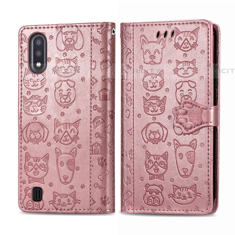 Custodia Portafoglio In Pelle Fantasia Modello Cover con Supporto S03D per Samsung Galaxy A01 SM-A015