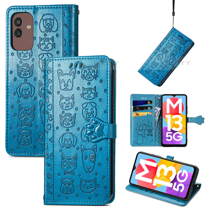 Custodia Portafoglio In Pelle Fantasia Modello Cover con Supporto S03D per Samsung Galaxy M13 5G