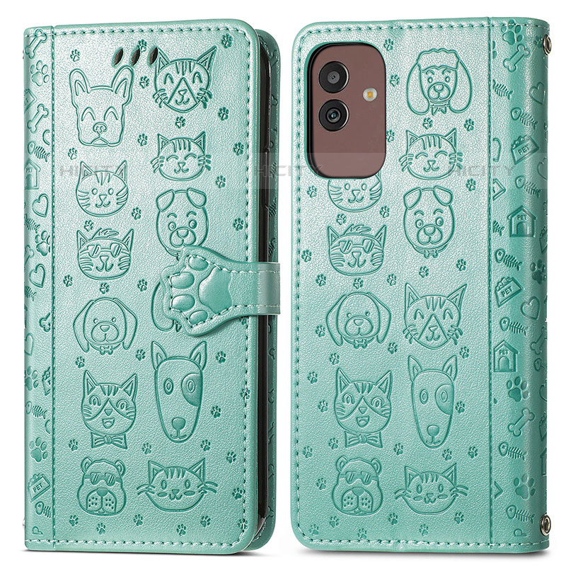 Custodia Portafoglio In Pelle Fantasia Modello Cover con Supporto S03D per Samsung Galaxy M13 5G Verde