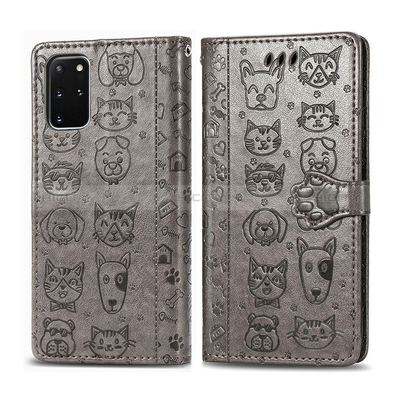 Custodia Portafoglio In Pelle Fantasia Modello Cover con Supporto S03D per Samsung Galaxy S20 Plus Grigio