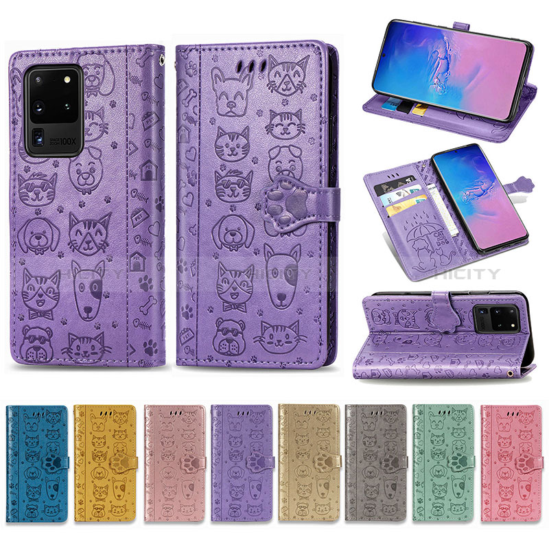 Custodia Portafoglio In Pelle Fantasia Modello Cover con Supporto S03D per Samsung Galaxy S20 Ultra