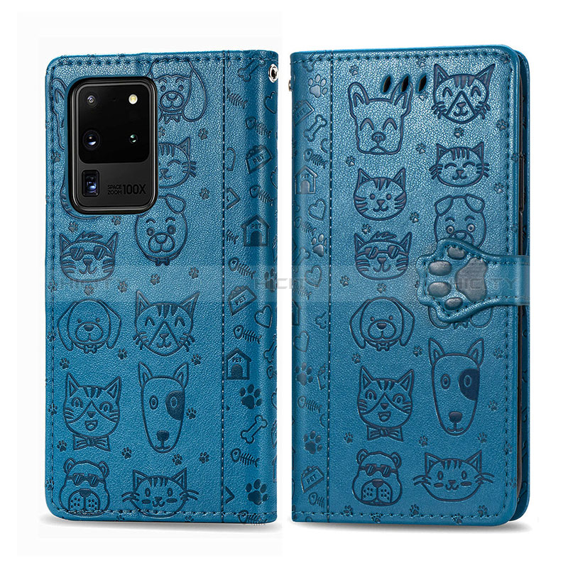 Custodia Portafoglio In Pelle Fantasia Modello Cover con Supporto S03D per Samsung Galaxy S20 Ultra 5G