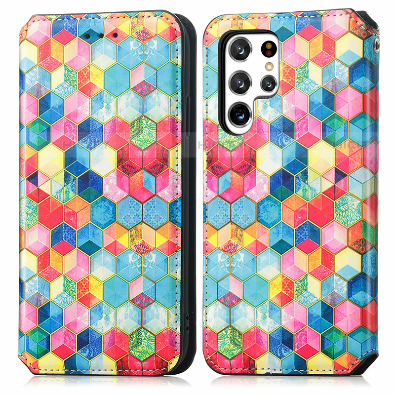 Custodia Portafoglio In Pelle Fantasia Modello Cover con Supporto S03D per Samsung Galaxy S21 Ultra 5G