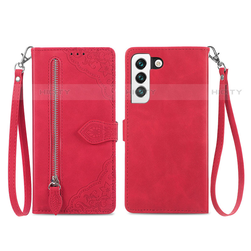 Custodia Portafoglio In Pelle Fantasia Modello Cover con Supporto S03D per Samsung Galaxy S23 5G Rosso