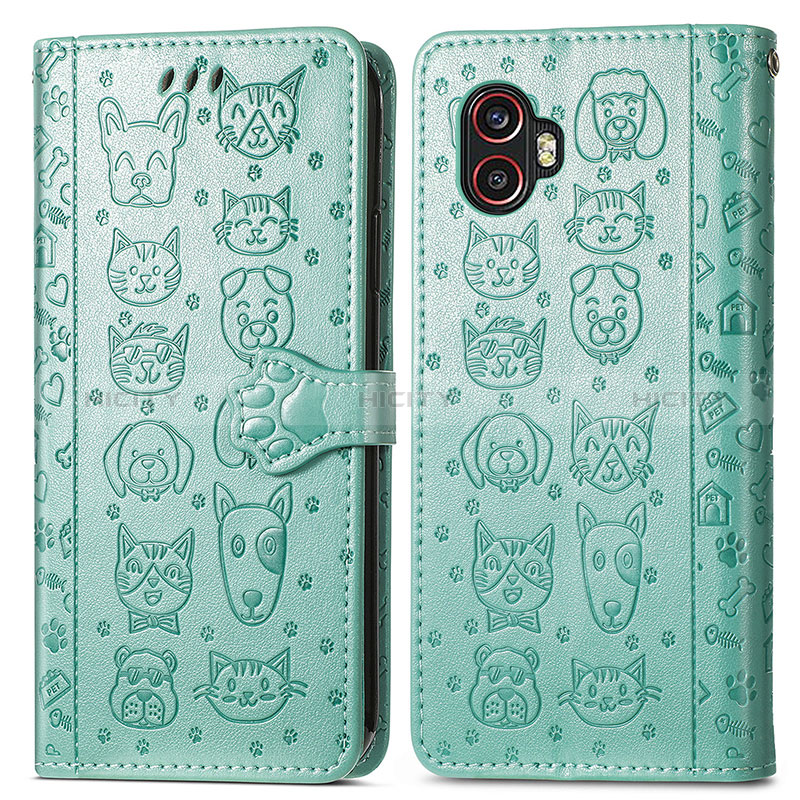 Custodia Portafoglio In Pelle Fantasia Modello Cover con Supporto S03D per Samsung Galaxy XCover 6 Pro 5G Verde