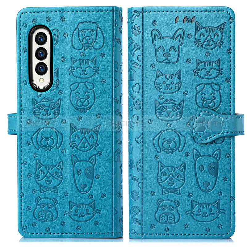 Custodia Portafoglio In Pelle Fantasia Modello Cover con Supporto S03D per Samsung Galaxy Z Fold3 5G