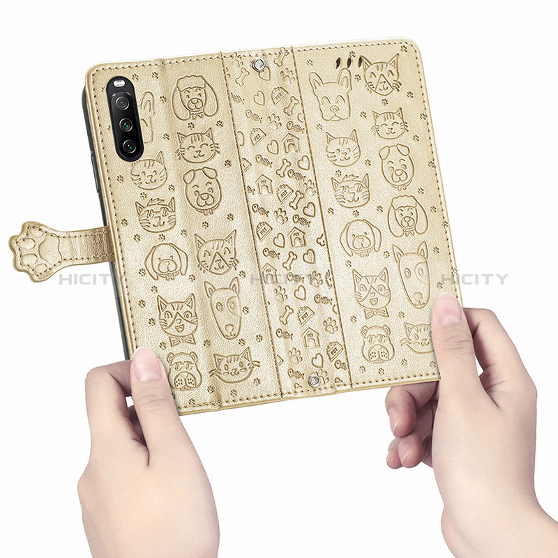 Custodia Portafoglio In Pelle Fantasia Modello Cover con Supporto S03D per Sony Xperia 10 III